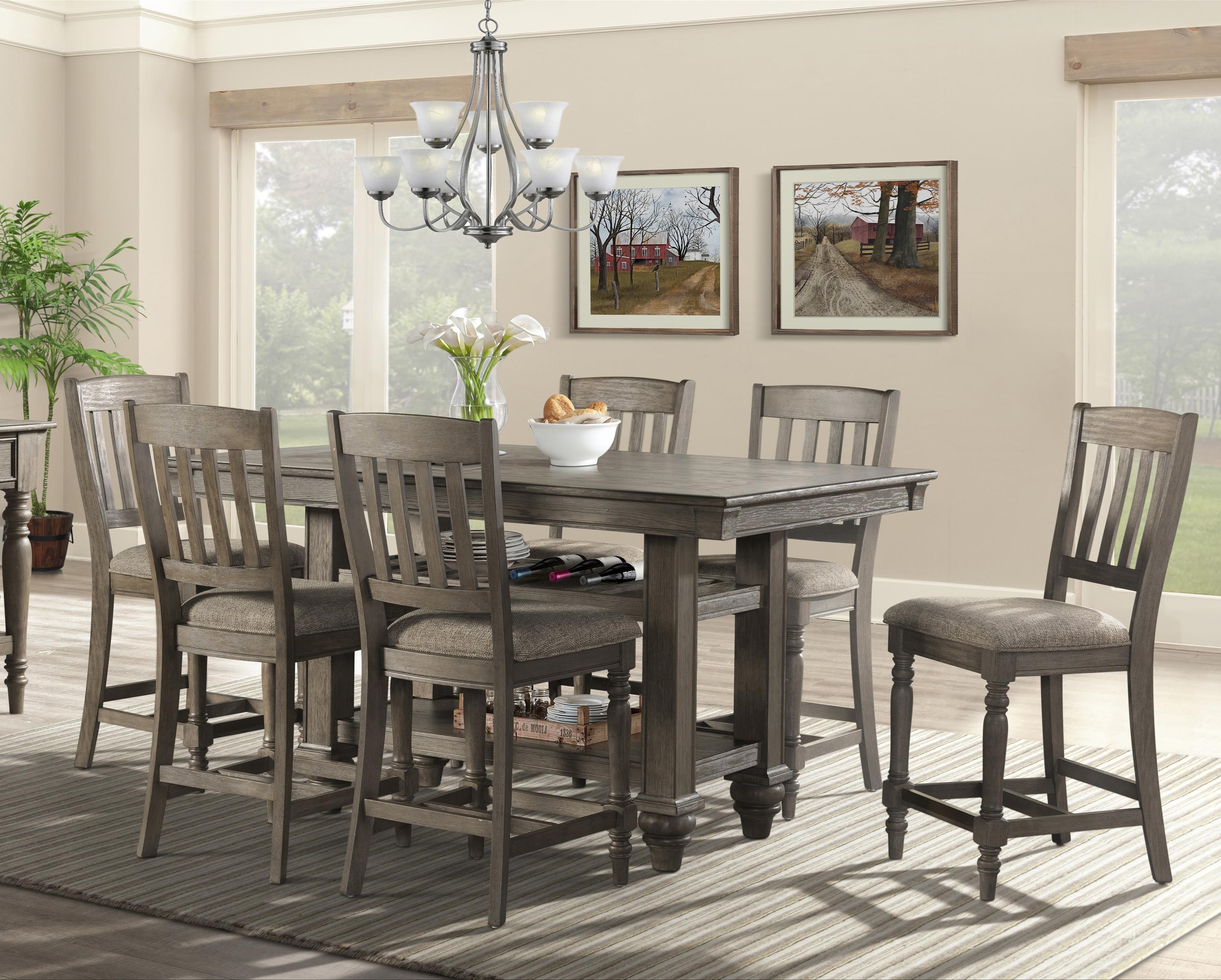 Intercon Balboa Park BI TA 4266G RDO C 6xBS 860C RDO K24 5 Piece Dining Set Wayside Furniture Mattress Pub Table and Stool Sets